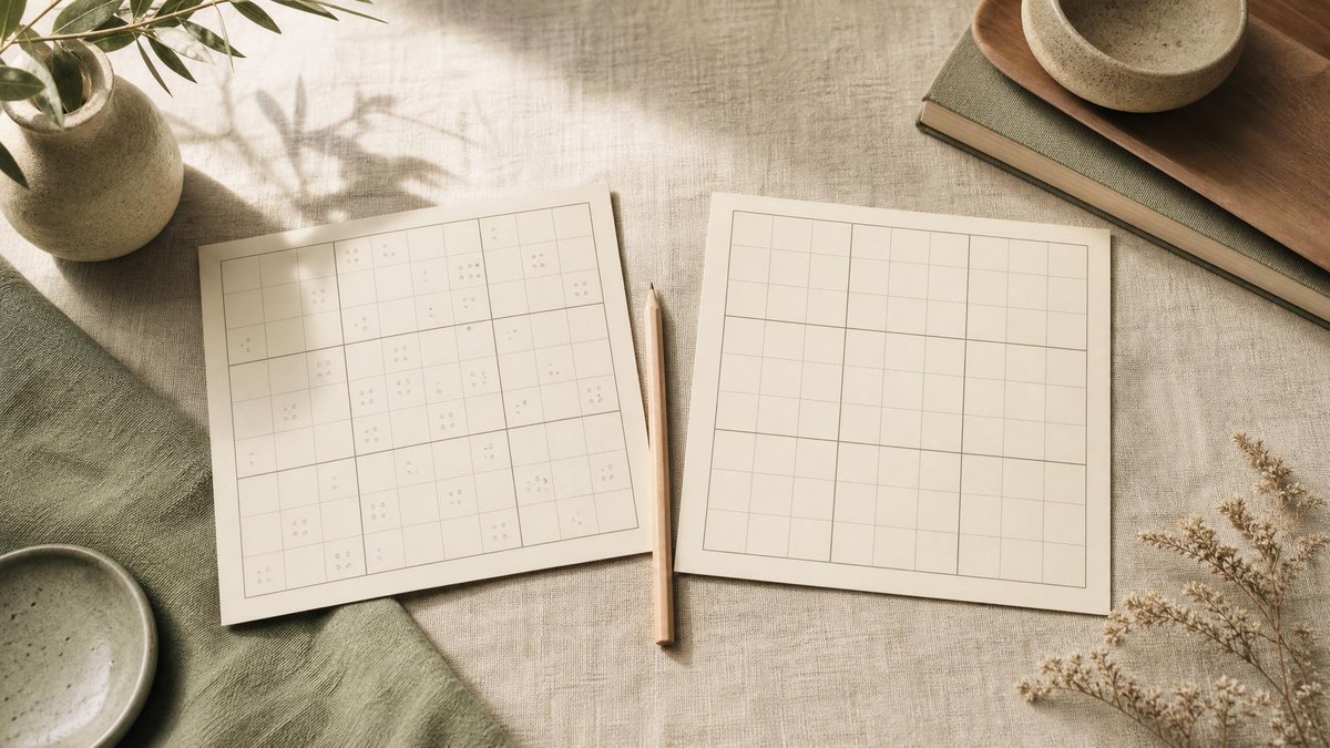 A calm editorial still life for Full Notation vs Selective Sudoku Notes: Which Helps?