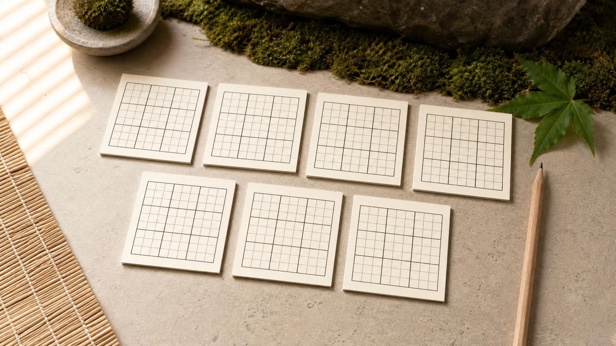 A peaceful tabletop prepared for a Sudoku puzzle