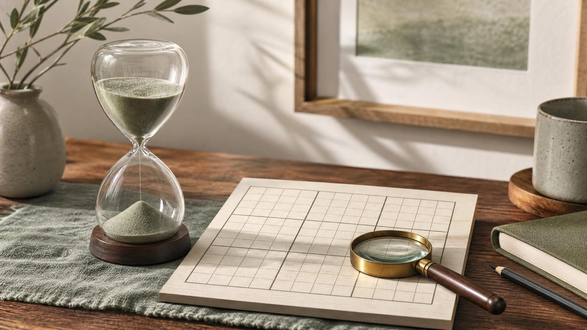A calm editorial still life for Sudoku Speed vs Board Vision: Two Different Skills