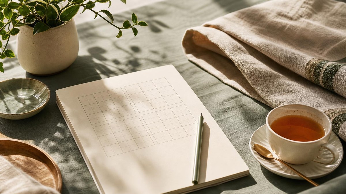 A calm editorial still life for When to Take a Break During a Long Sudoku